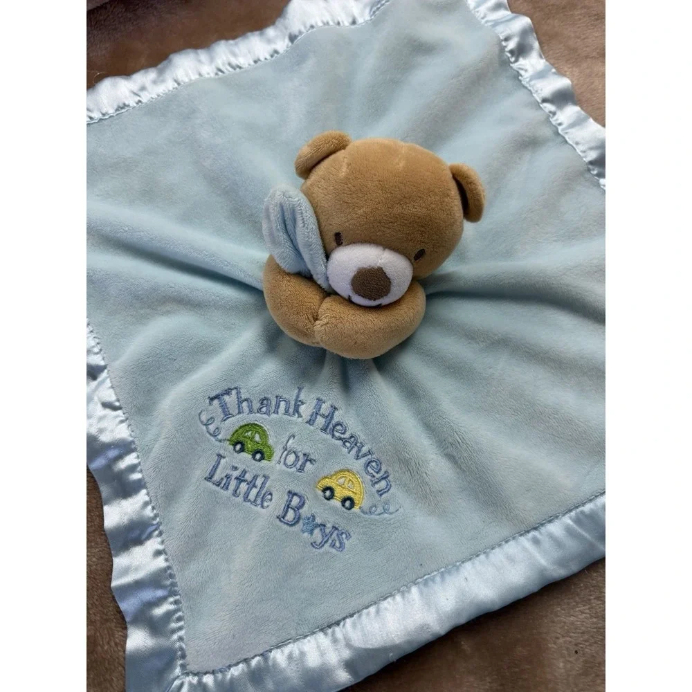 Baby Starters Lovey Thank Heaven For Little Boys Bear Blue Rattle Security Blank